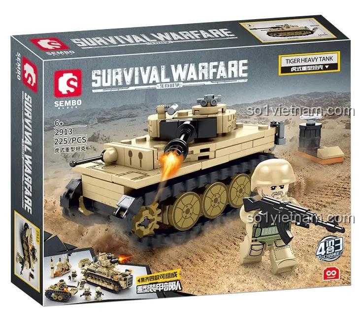 SEMBO 2913 Xe tăng Tiger Heavy Tank mô hình xe tăng quân sự lắp ráp chi tiết cho bé trai