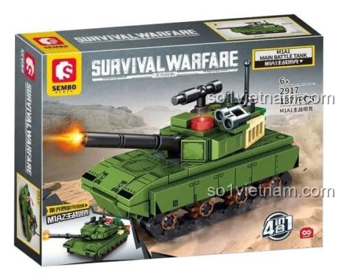 SEMBO 2917 Xe tăng M1A2 Survival Warfare bộ lắp ráp quân sự cho bé trai 6 tuổi