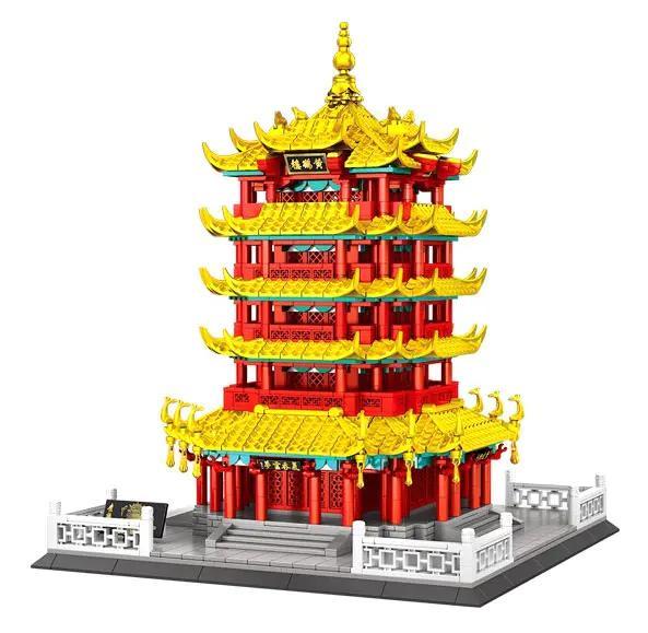 Ảnh hoàn thiện của bộ lắp ghép Lầu Hoàng Hạc Sembo 601557, một đồ chơi mô hình kiến trúc cổ điển dành cho bé trai và bé gái trên 6 tuổi, giá rẻ.