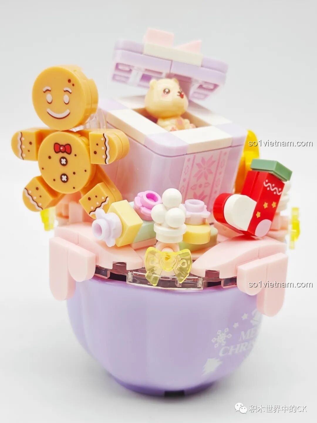 Chi tiết ngôi sao và nơ trong mô hình Hộp quà Giáng sinh SEMBO 605033