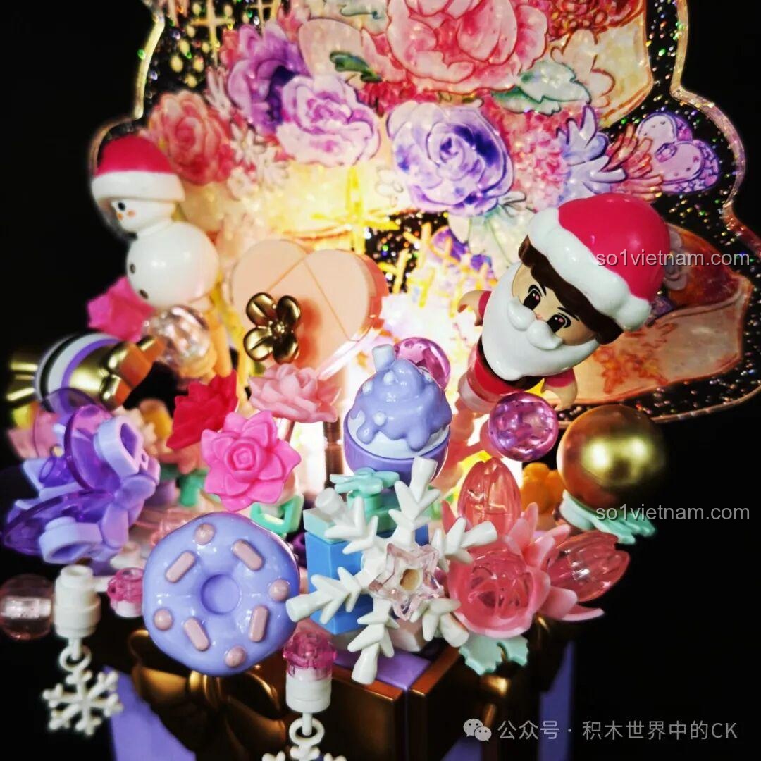 Cận cảnh mô hình Ông Già Noel Giao Quà SEMBO 605038, đồ chơi mô hình 038, bộ xếp hình Ông Già Noel, giá rẻ