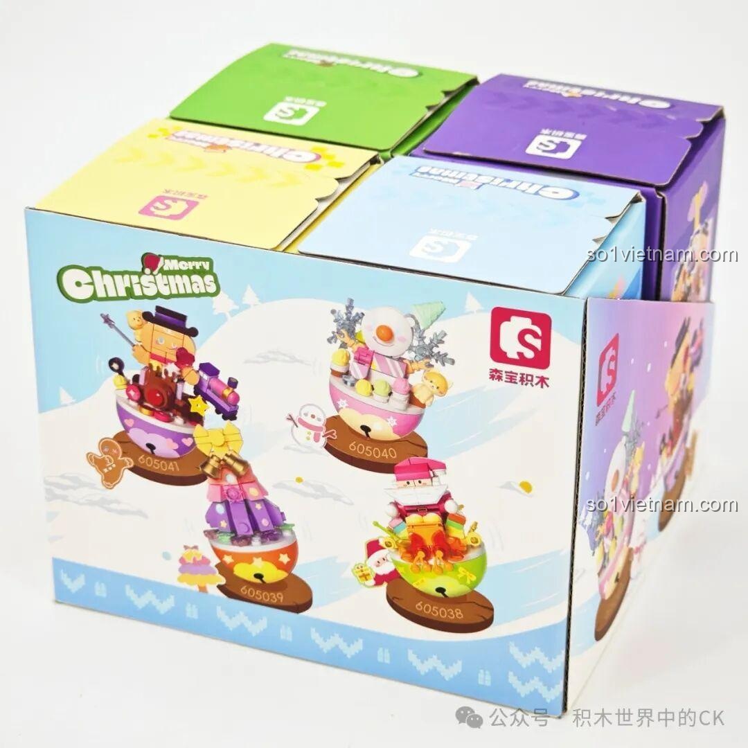 Các hộp sản phẩm SEMBO 605038, 605039, 605040, 605041, bộ lắp ghép Ông Già Noel Giao Quà, đồ chơi mô hình Giáng Sinh giá tốt