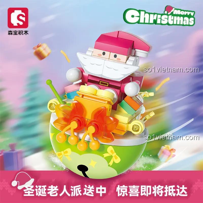 Đồ chơi mô hình Ông Già Noel SEMBO 605038 trong không khí Giáng Sinh, bộ xếp hình Ông Già Noel Giao Quà, phù hợp bé 6 tuổi