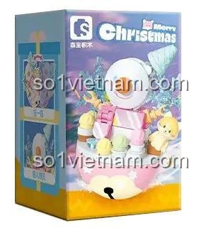 Hộp bộ xếp hình Người tuyết Giáng Sinh SEMBO 605040, đồ chơi lắp ghép Tinh Linh Mùa Đông, cho bé gái 6 tuổi, giá rẻ