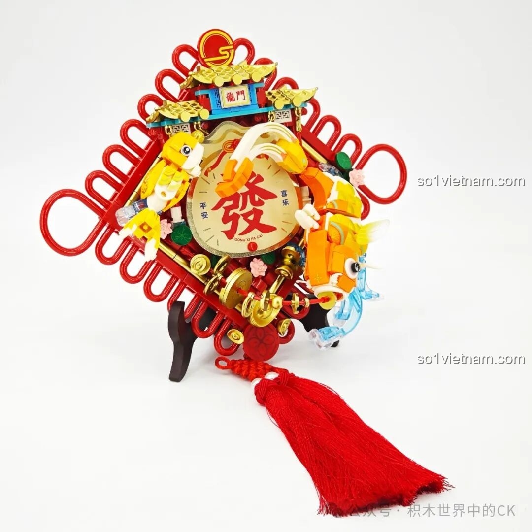 Mô hình Lễ Hội Múa Lân SEMBO 605043 với chi tiết cờ