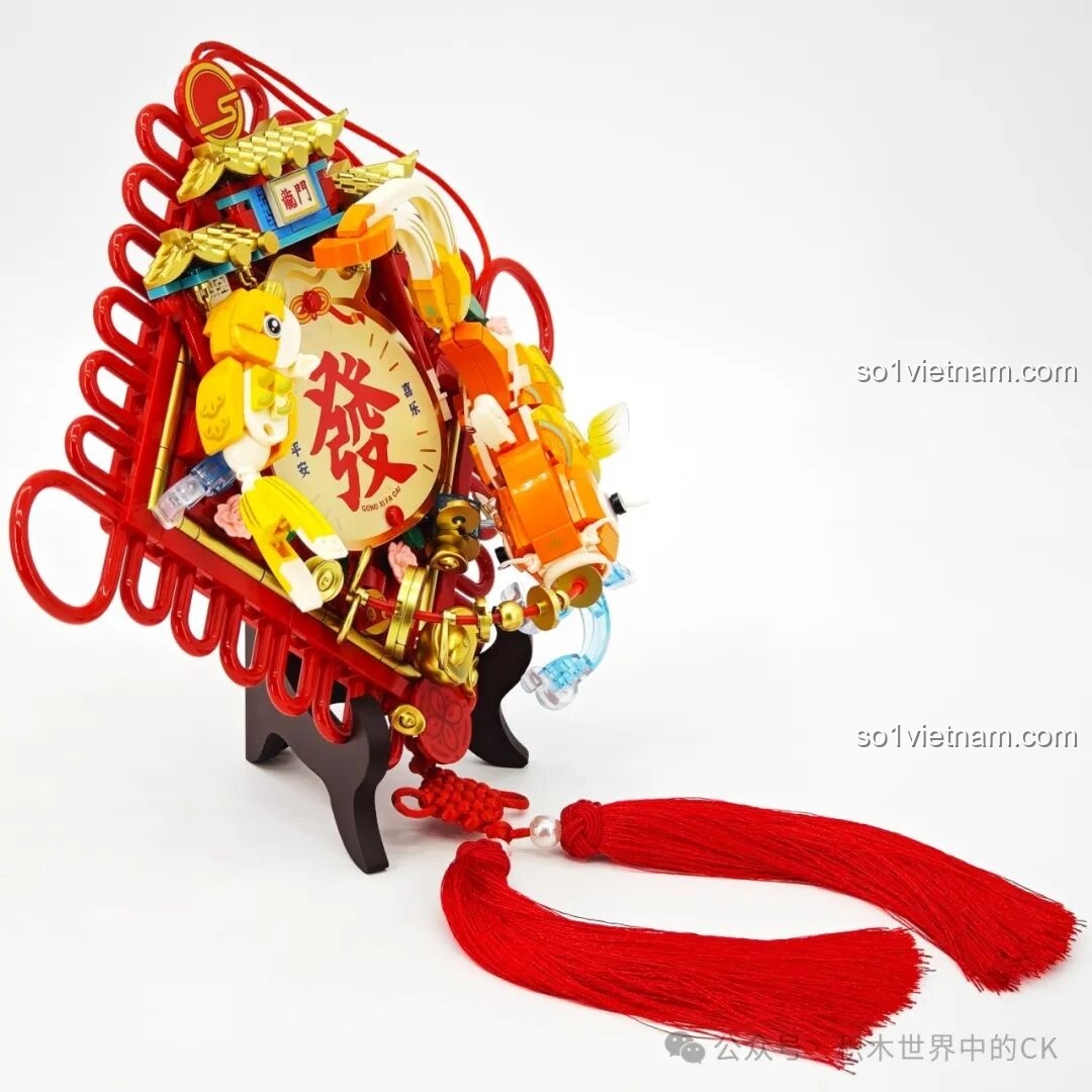 Mô hình Lễ Hội Múa Lân SEMBO 605043 với chi tiết cờ