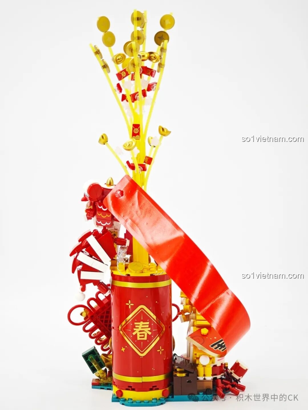 Mô hình Lễ Hội Múa Lân SEMBO 605043 và bộ Phúc Lộc Thọ