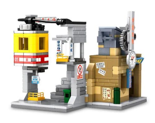 SEMBO 608070 Cửa hàng thời gian Xe điện Mô hình phố cổ