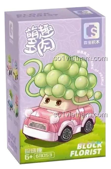 Hộp đồ chơi mô hình Xe Hơi Cây Sen Đá Chuỗi Ngọc 611053, quà tặng sáng tạo cho bé gái.