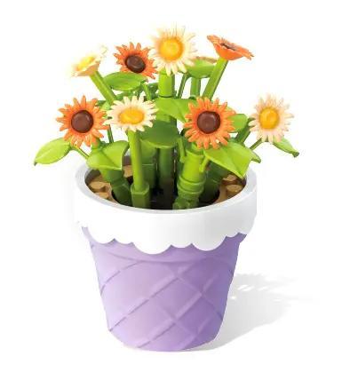 Bộ lắp ghép hoa Sembo 611057 Chậu Hoa Cúc Chanh Dễ Thương, mô hình hoa để bàn xinh xắn cho bé gái 6 tuổi, giá rẻ.