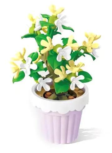 Bộ lắp ghép Chậu cây hoa mộc tê Sembo 611063, mô hình hoa quế để bàn cho bé gái 6 tuổi, giá rẻ.