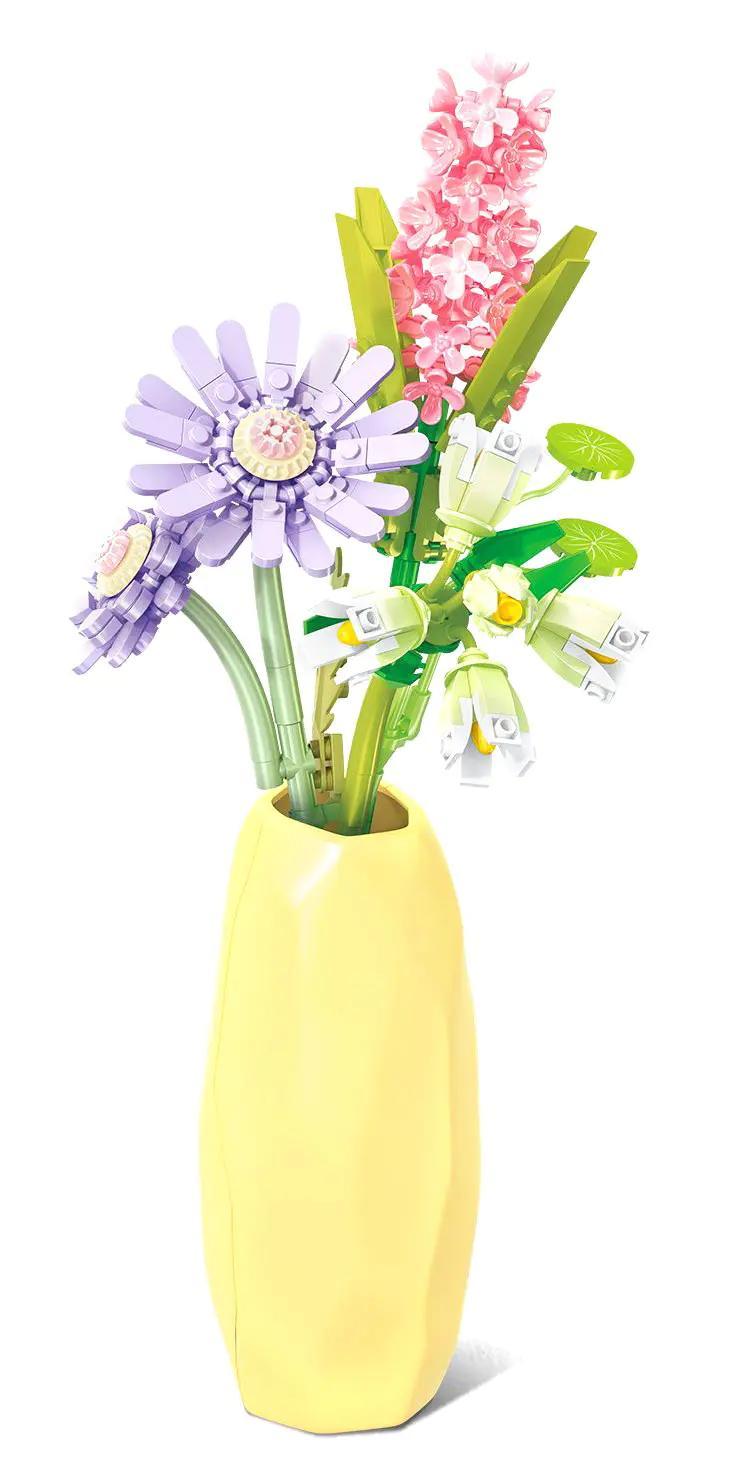 Bộ lắp ghép Bình hoa Dạ Lan Hương và Cúc Tím SEMBO 611065 đẹp mắt, đồ chơi mô hình hoa trang trí nhà cửa, quà tặng độc đáo cho bé gái 6 tuổi giá tốt.