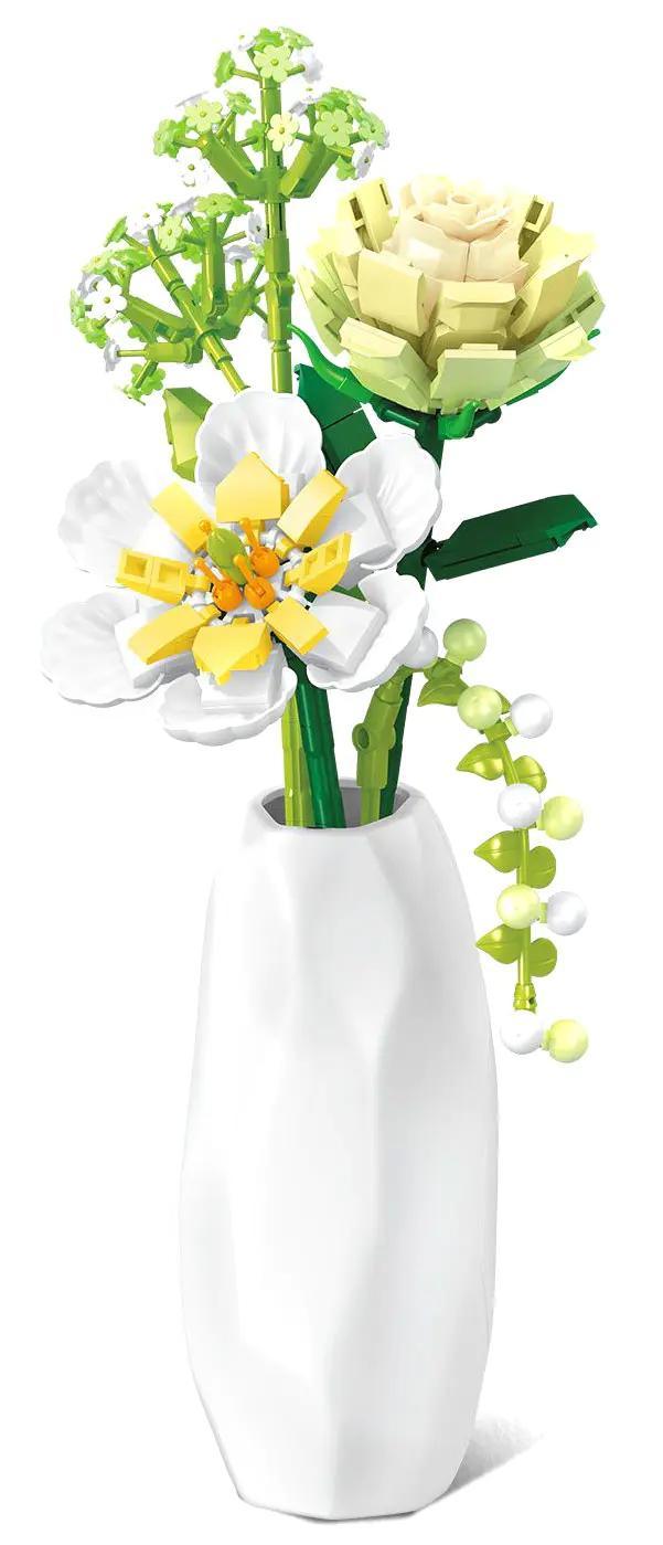 Bộ lắp ghép SEMBO 611067 Bó Hoa Lắp Ráp Cúc Trắng Tuyết Xanh, đồ chơi mô hình hoa cúc trắng, quà tặng bé gái 6 tuổi giá tốt.