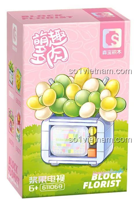 Bộ xếp hình Chậu Cây Mọng Nước Hình TV SEMBO 611068, đồ chơi lắp ghép độc đáo cho bé gái 6 tuổi, giá rẻ.