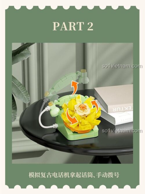 Bộ sưu tập đồ chơi mô hình SEMBO 611069, chậu cây sen đá hình điện thoại, nét đẹp vintage, giá rẻ