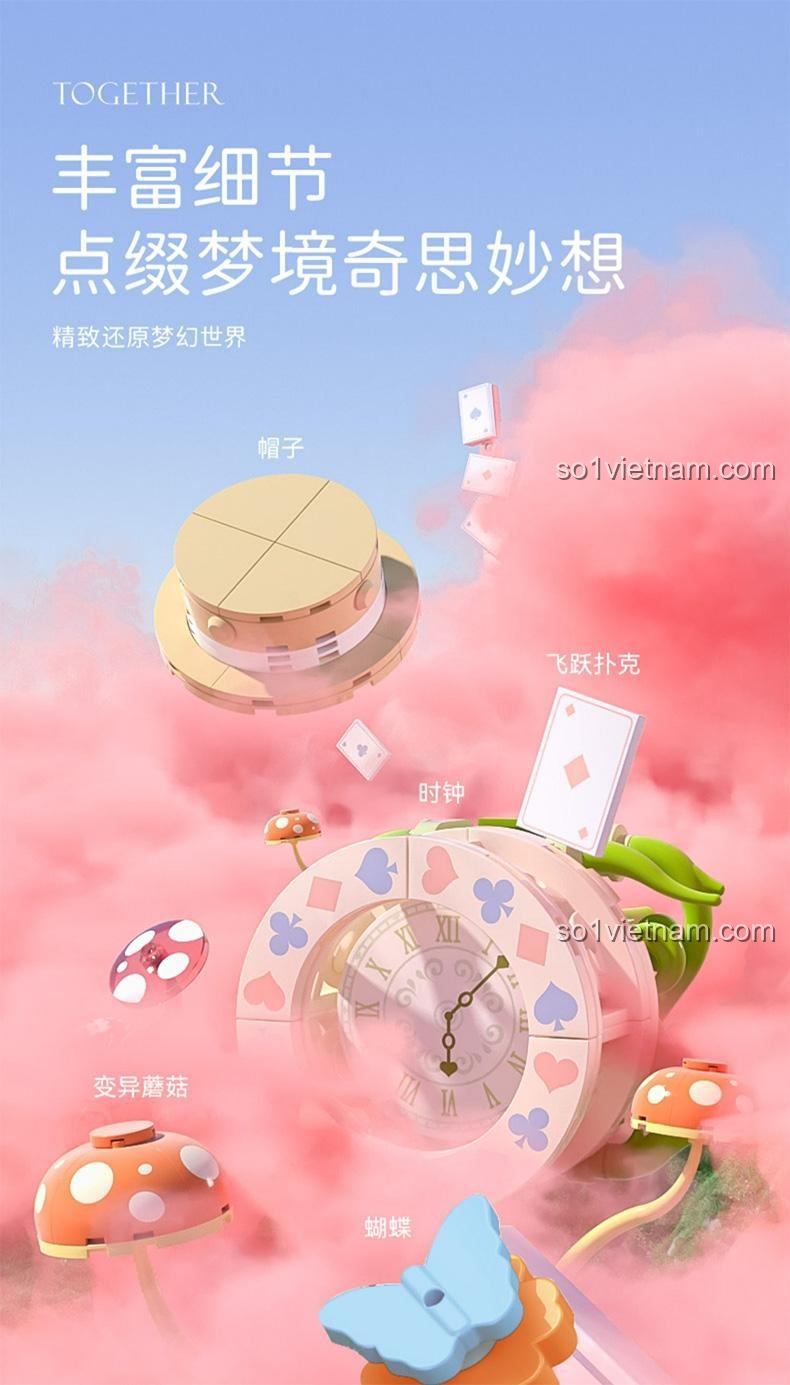 Chi tiết phong phú của đồ chơi xếp hình SEMBO 611072 Lâu Đài Hoa Vịt Con Lưu, kích thích sáng tạo