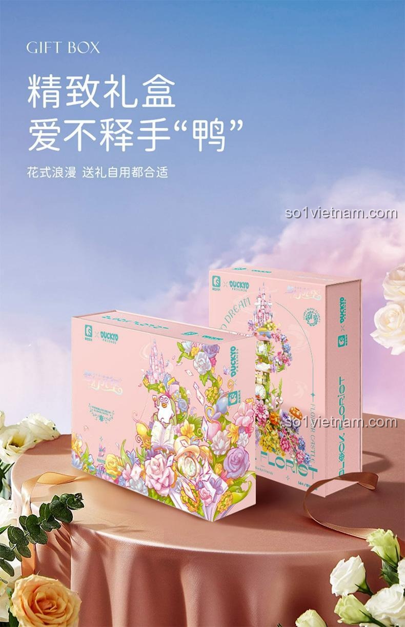 Hộp quà tặng bộ đồ chơi SEMBO 611072 Lâu Đài Hoa Mộng Mơ Vịt Con Lưu, món quà ý nghĩa cho bé gái