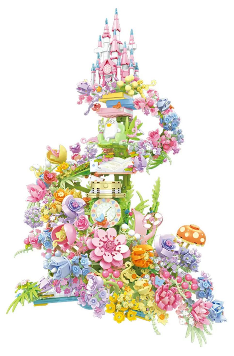 bộ đồ chơi Lâu Đài Hoa Mộng Mơ Vịt Con Lưu SEMBO 611072 có đèn LED, cao 55cm, giá tốt cho bé gái 6 tuổi