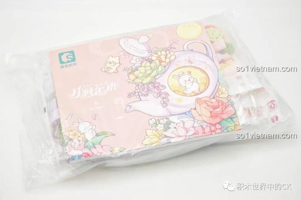 Hộp sản phẩm bộ lắp ghép SEMBO 611087 "Moon Stream Tea Language" với hình ảnh ấm trà và hoa