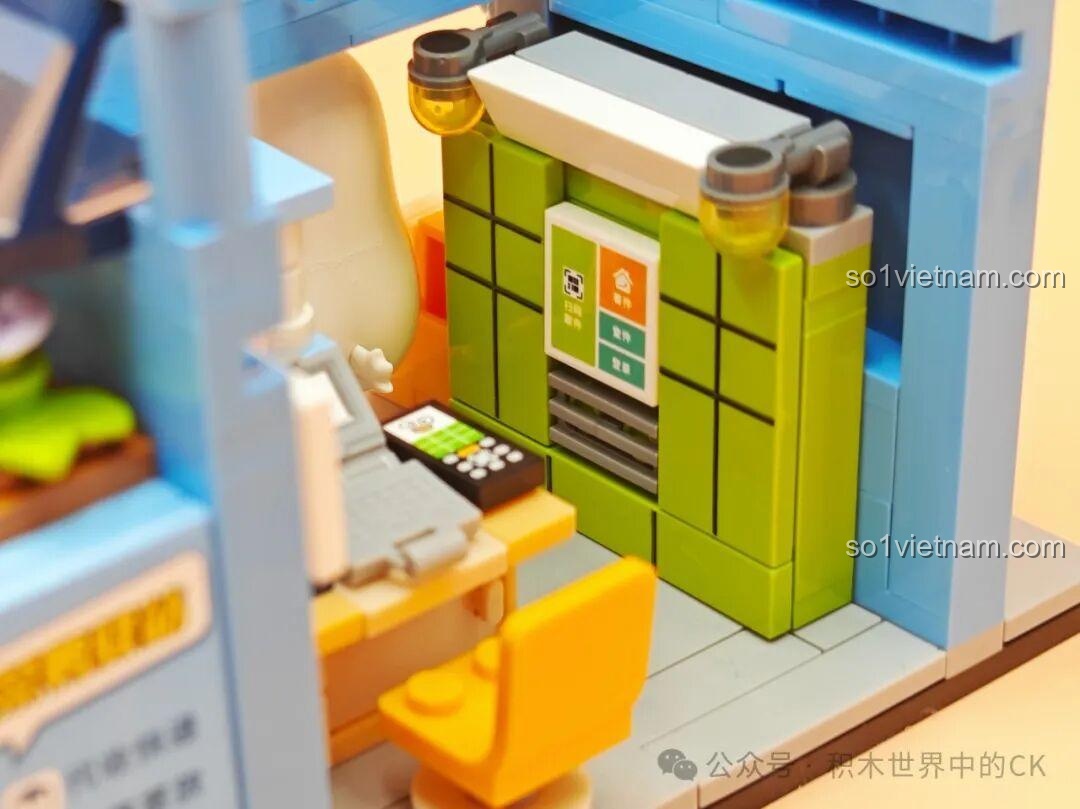 Mặt sau hộp bộ lắp ghép Sembo 612020 Văn Phòng Bất Động Sản An Cư, giới thiệu series Ducky Friends, đồ chơi lắp ráp