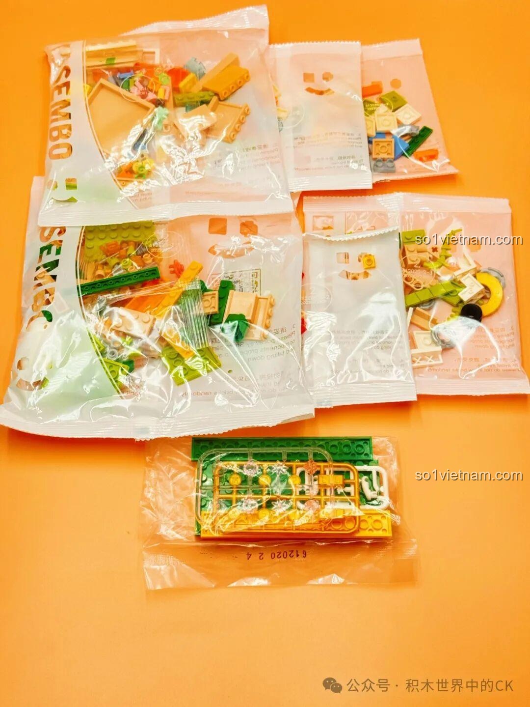 Mô hình hoàn chỉnh bộ lắp ghép Sembo 612020 Văn Phòng Bất Động Sản An Cư từ phía sau, chi tiết nội thất, bản đồ