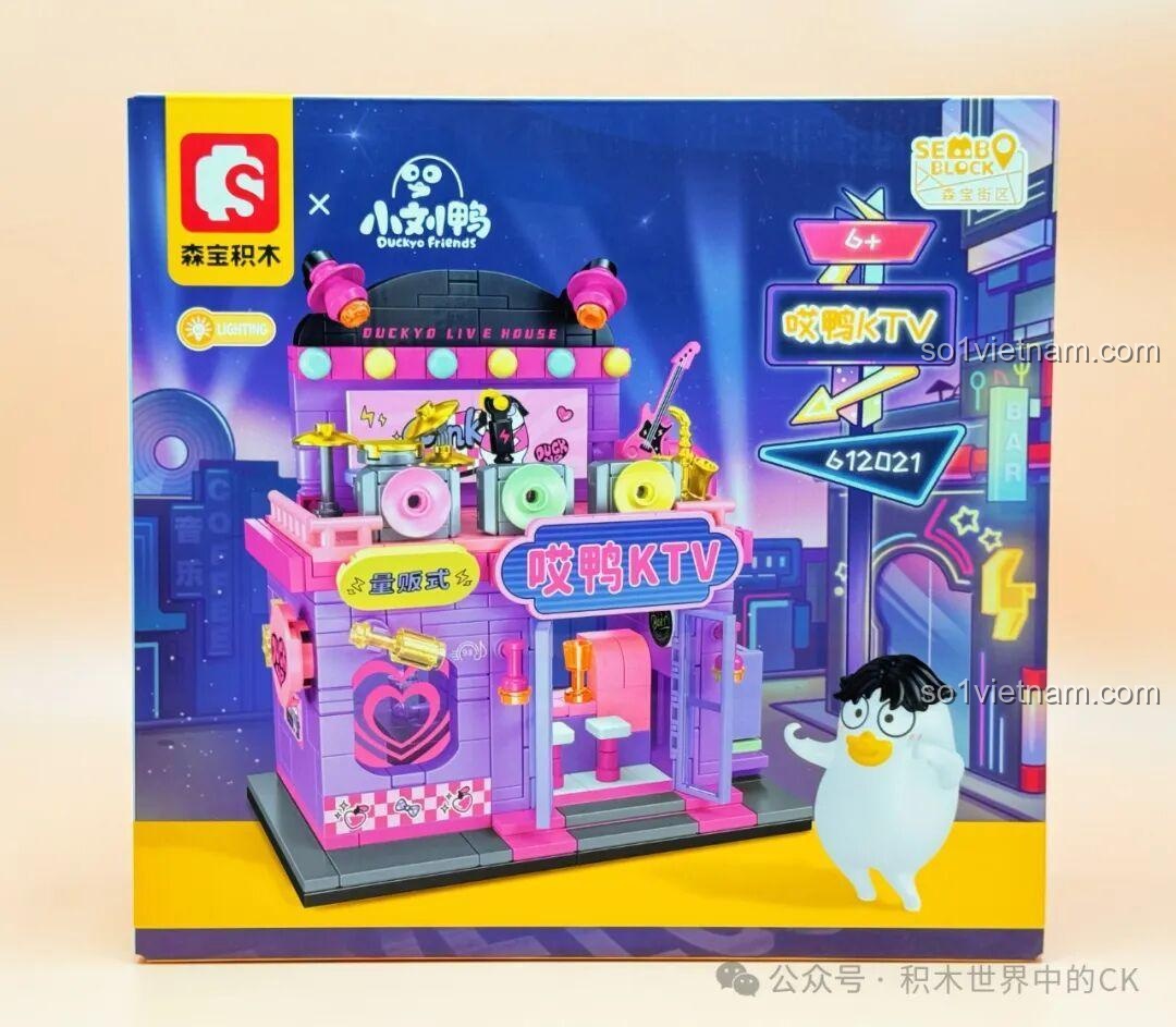 Chi tiết đèn neon và các ngôi sao lấp lánh của KTV Vịt Ai Sembo 612021, tạo không khí sôi động, đồ chơi lắp ráp