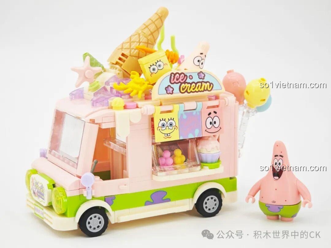 Mô hình Xe Kem Ngọt Ngào Patrick Star SEMBO 612218 đã hoàn thành cùng nhân vật Patrick Star.