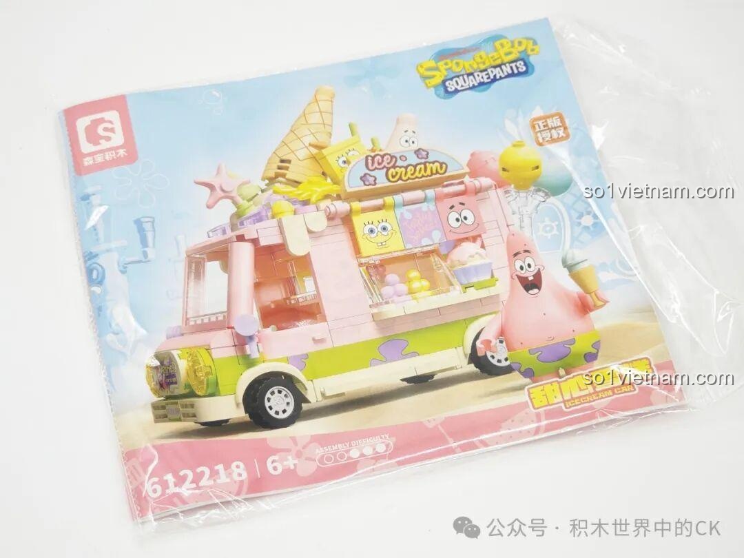 Hộp sản phẩm SEMBO 612218 Xe Kem Ngọt Ngào Patrick Star SpongeBob với hình ảnh Patrick Star đáng yêu.