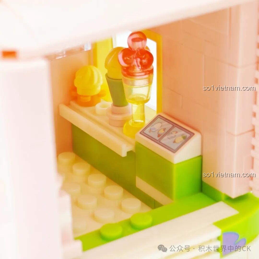 Các vật dụng nhỏ xinh bên trong xe kem, tạo cảm giác chân thực của SEMBO 612218.