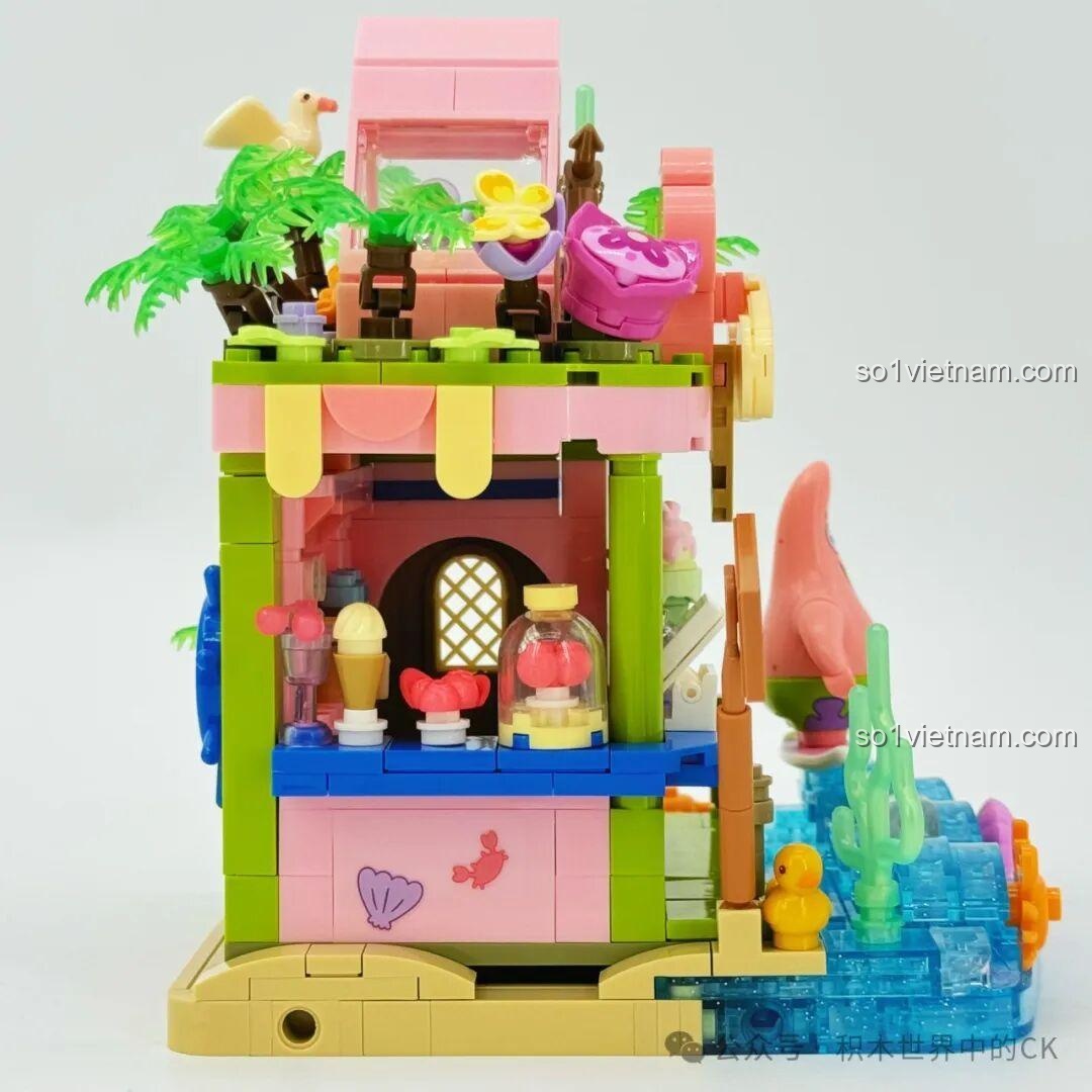 Mô hình Cửa hàng lướt sóng Bikini Bottom SEMBO 612219 với biển báo Aloha