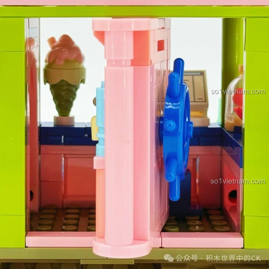 Mô hình Cửa hàng lướt sóng Bikini Bottom SEMBO 612219 với quầy bar, máy pha cà phê và tủ đựng đồ