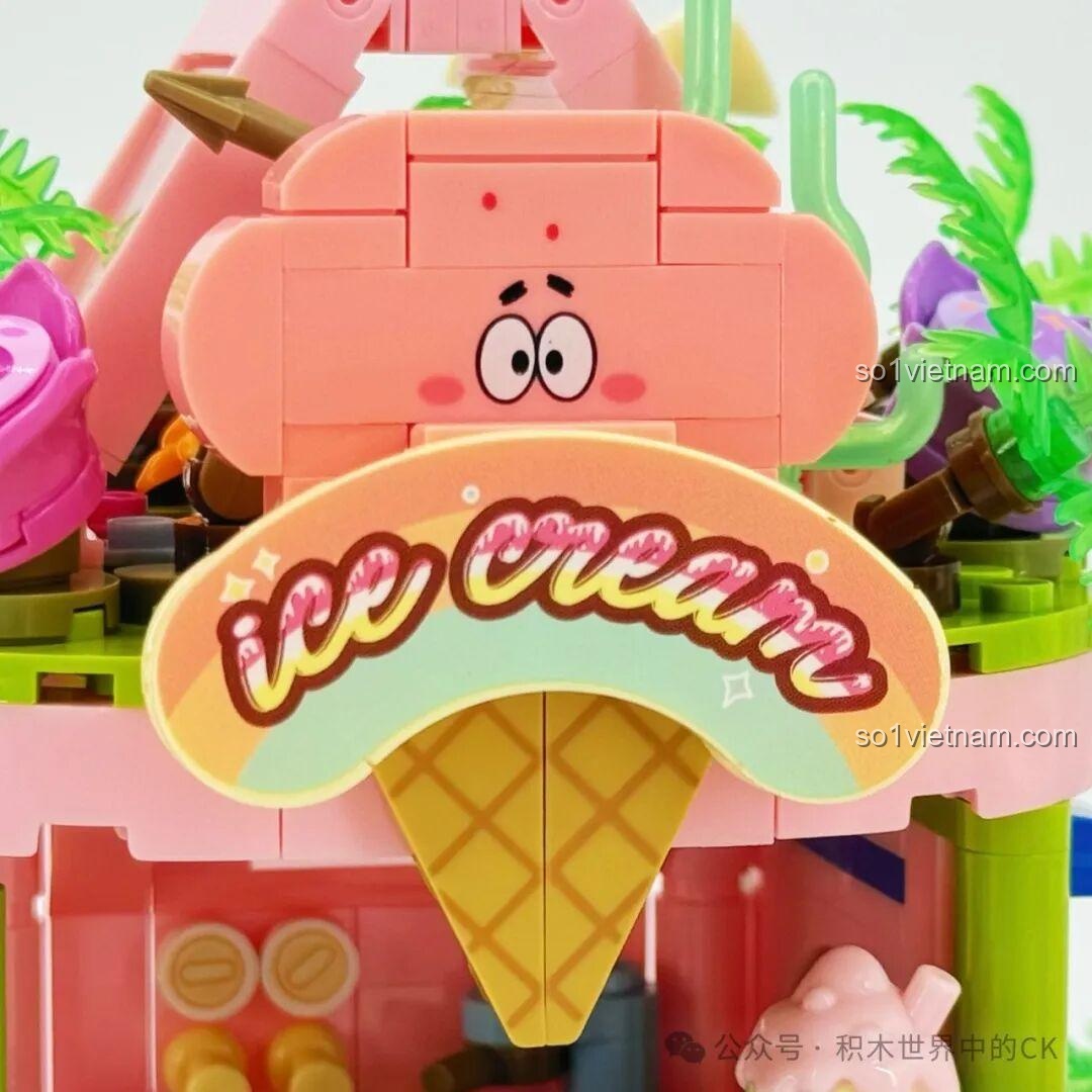 Mô hình Cửa hàng lướt sóng Bikini Bottom SEMBO 612219 với cây dừa và hoa tím