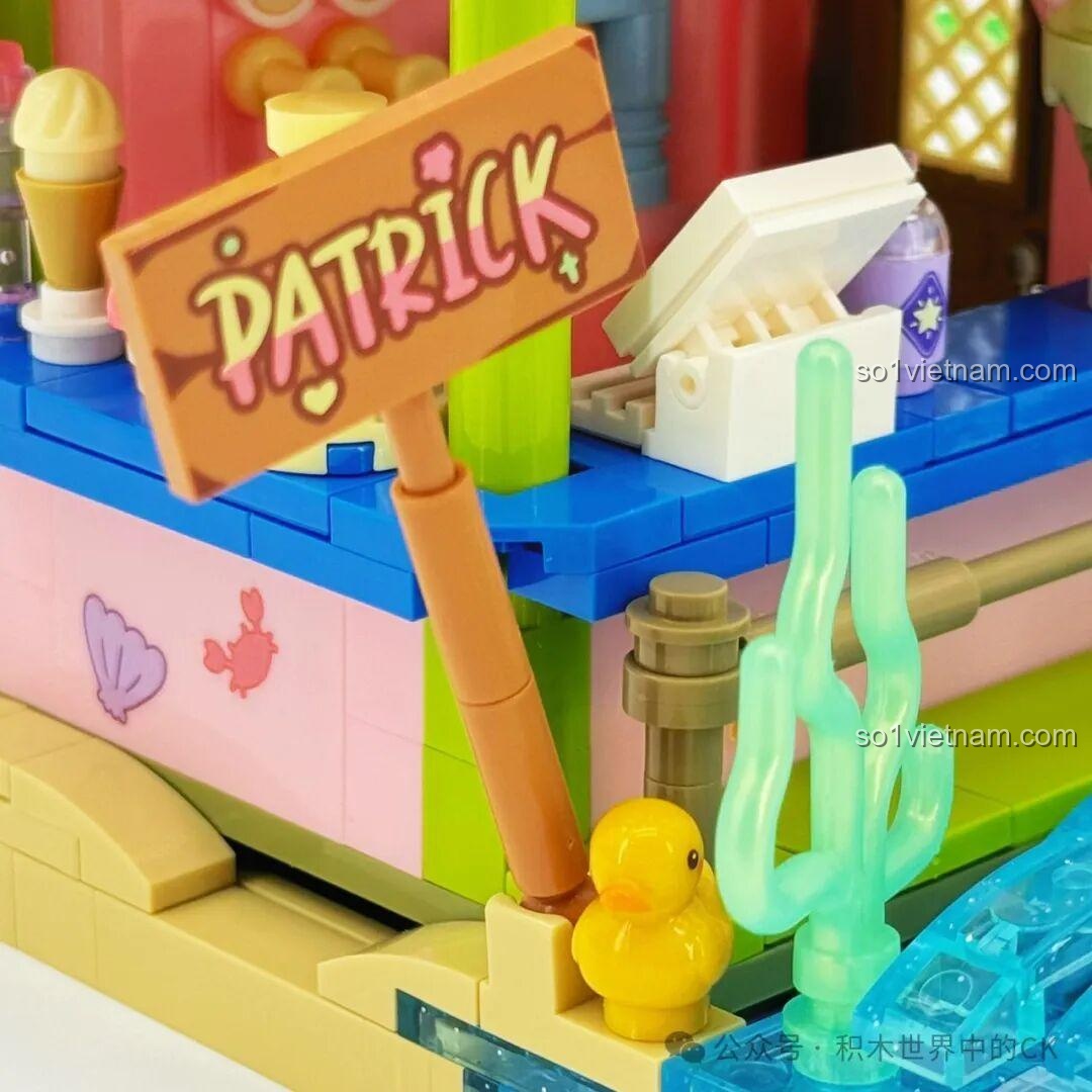 Mô hình Cửa hàng lướt sóng Bikini Bottom SEMBO 612219 với cây dừa và hoa lan