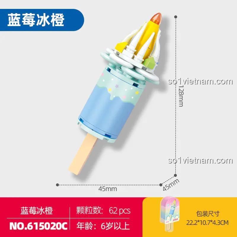 SEMBO 615020C Mô hình kem Xanh Dương Cam Vị Việt Quất - Bộ lắp ghép sáng tạo, đồ chơi giáo dục cho bé 6 tuổi