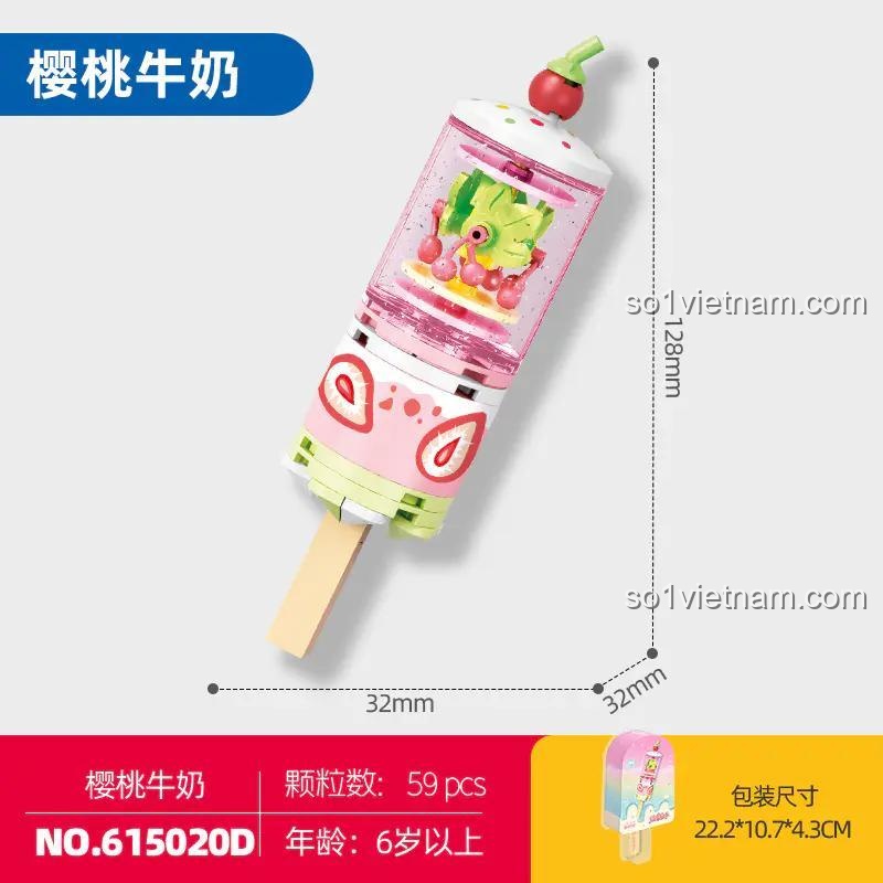 SEMBO 615020D Mô hình kem Dâu Hũ Sữa Đào - Bộ lắp ghép sáng tạo, đồ chơi giáo dục cho bé 6 tuổi