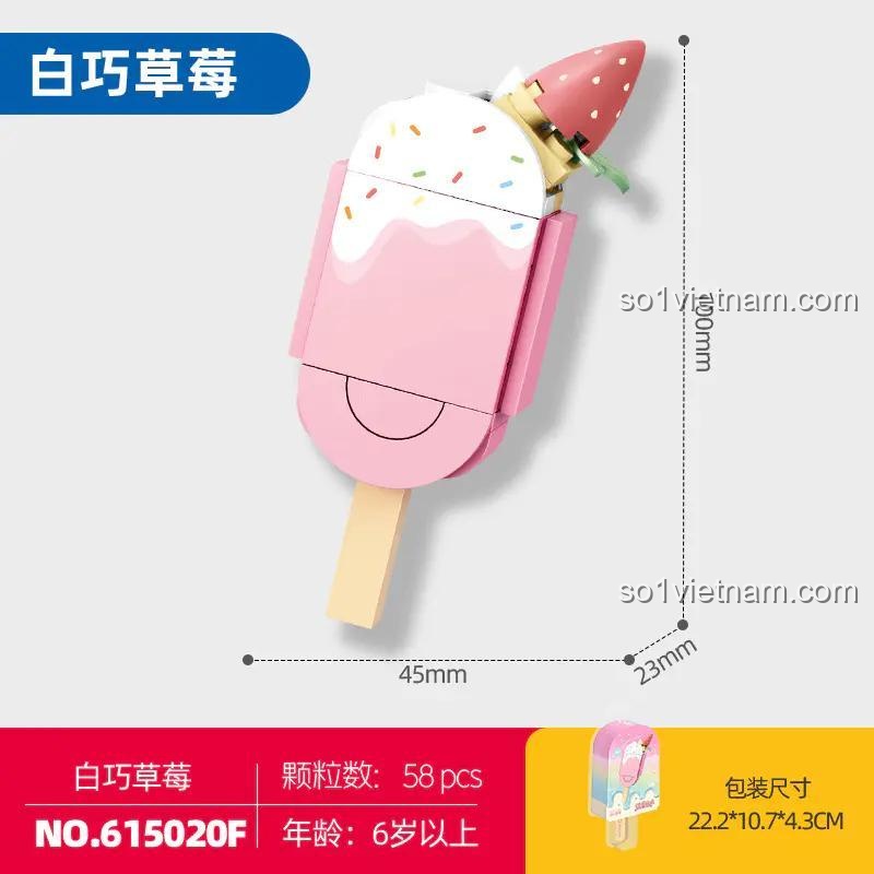 SEMBO 615020F Mô hình kem Sô cô la Dâu Tây - Bộ lắp ghép sáng tạo, đồ chơi giáo dục cho bé 6 tuổi
