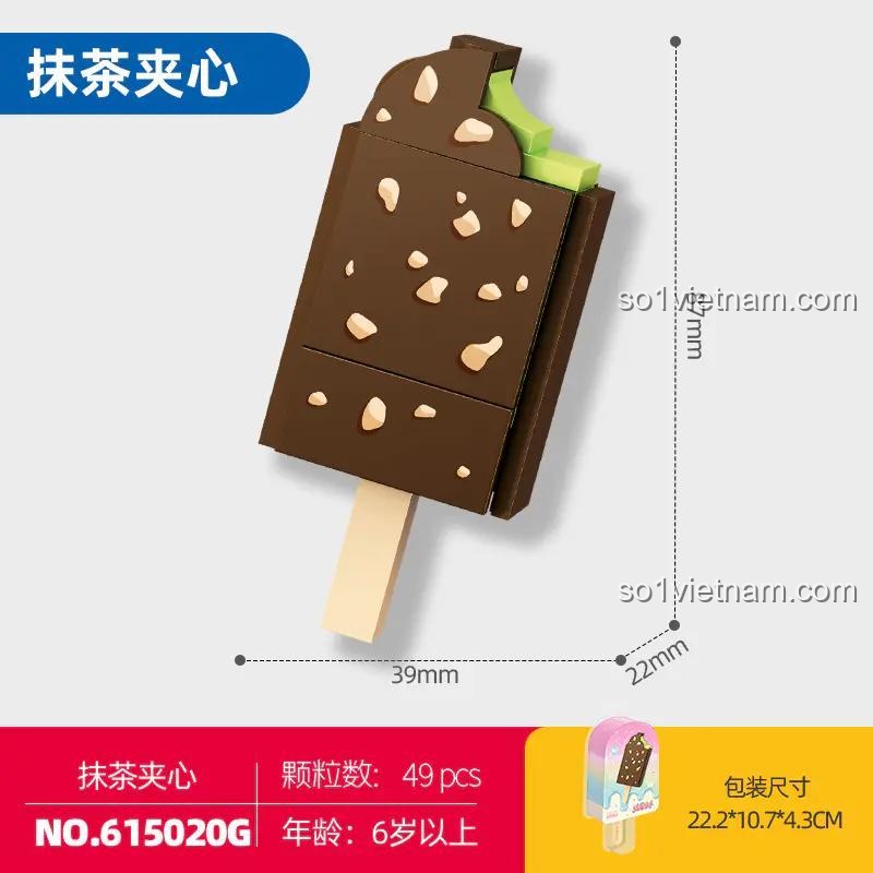 SEMBO 615020G Mô hình kem Trà Xanh - Bộ lắp ghép sáng tạo, đồ chơi giáo dục cho bé 6 tuổi