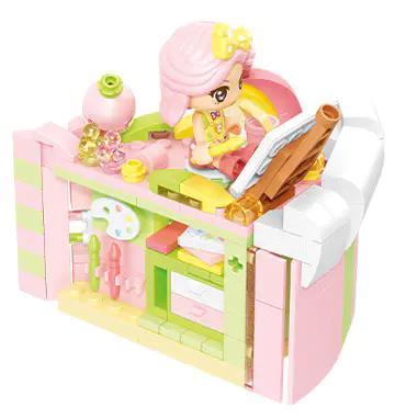 SEMBO 615028 Phòng Vẽ Mật Đào Bong Bóng bộ đồ chơi lắp ráp cho bé gái 6 tuổi