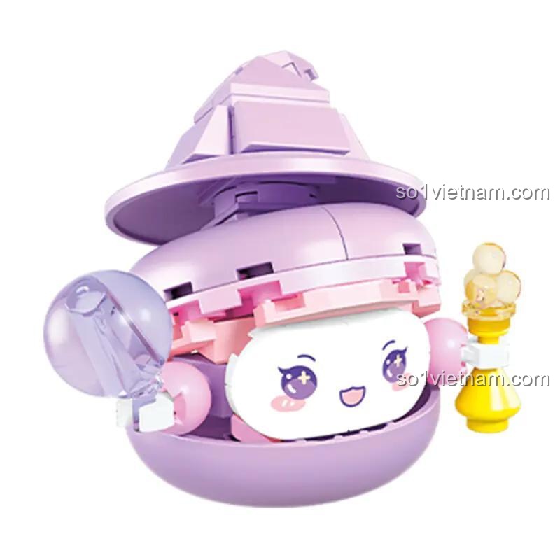 SEMBO 615048 Vương Quốc Macaron, chi tiết nhân vật Ma Nữ Ka, đồ chơi xếp hình chất lượng cao cho bé gái 6 tuổi.