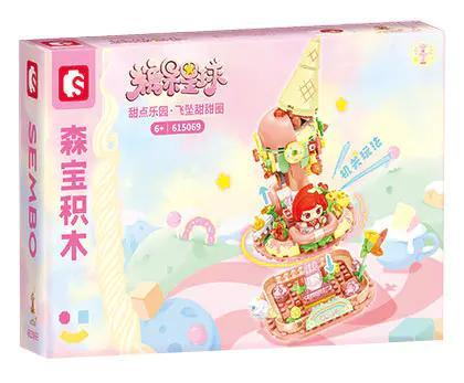 Bộ lắp ghép SEMBO 615069 Vòng Xoay Bánh Donut giá tốt, bộ lắp ghép Vườn Kẹo Ngọt cho bé gái 6 tuổi, đồ chơi mô hình 615069 chất lượng cao.