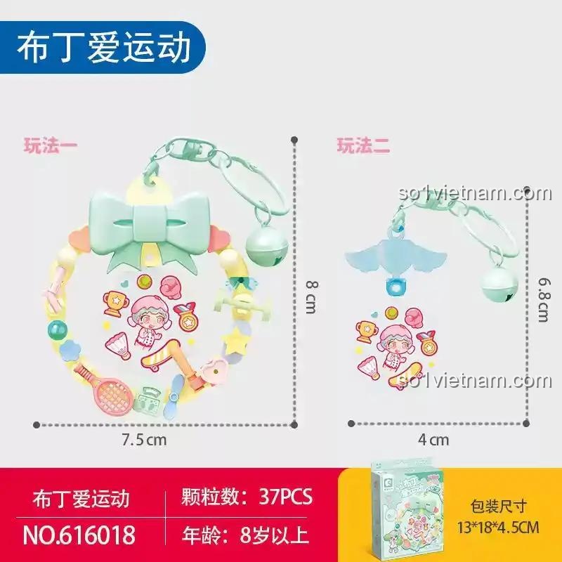 Đồ chơi lắp ghép Hành Tinh Kẹo Ngọt SEMBO 616018 với kích thước chi tiết, kèm chuông nhỏ, phù hợp bé gái 8 tuổi.