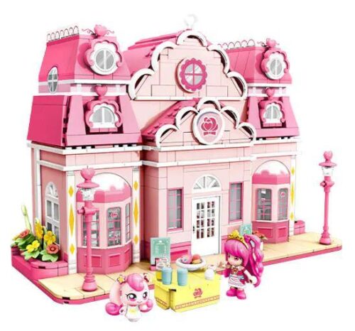 SEMBO 616208 Khu Vườn Hoa Hồng Tình Yêu bộ đồ chơi lắp ghép mô hình ngôi nhà bánh ngọt màu hồng cho bé gái 6 tuổi