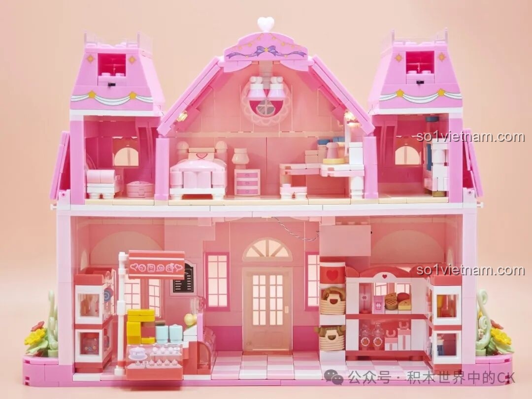 Mô hình SEMBO 616208 Tiệm Bánh Hoa Hồng Tình Yêu nhìn từ góc bên phải