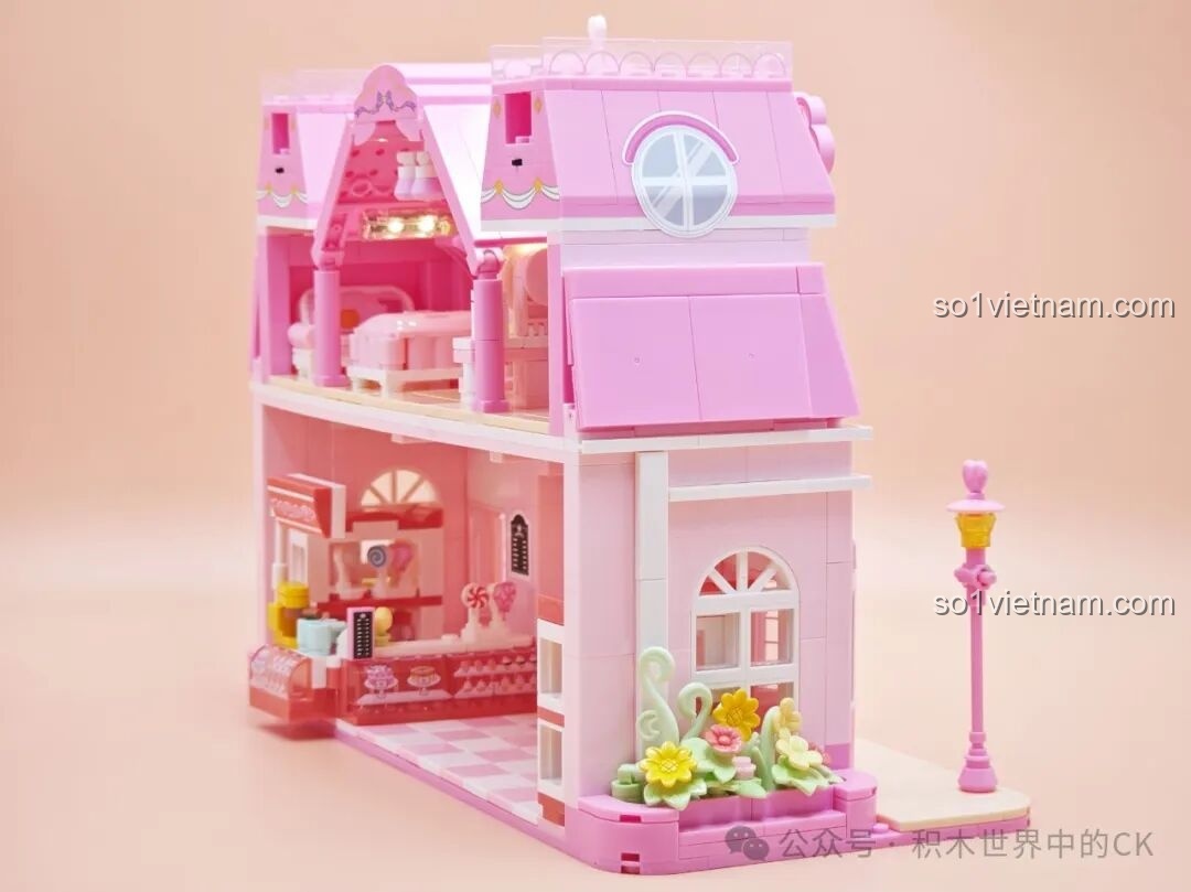 Mô hình SEMBO 616208 Tiệm Bánh Hoa Hồng Tình Yêu nhìn từ trên cao