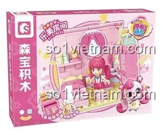 hộp bộ lắp ghép SEMBO 616224 Phòng ngủ búp bê Lạc Mỹ giá rẻ cho con gái 6 tuổi