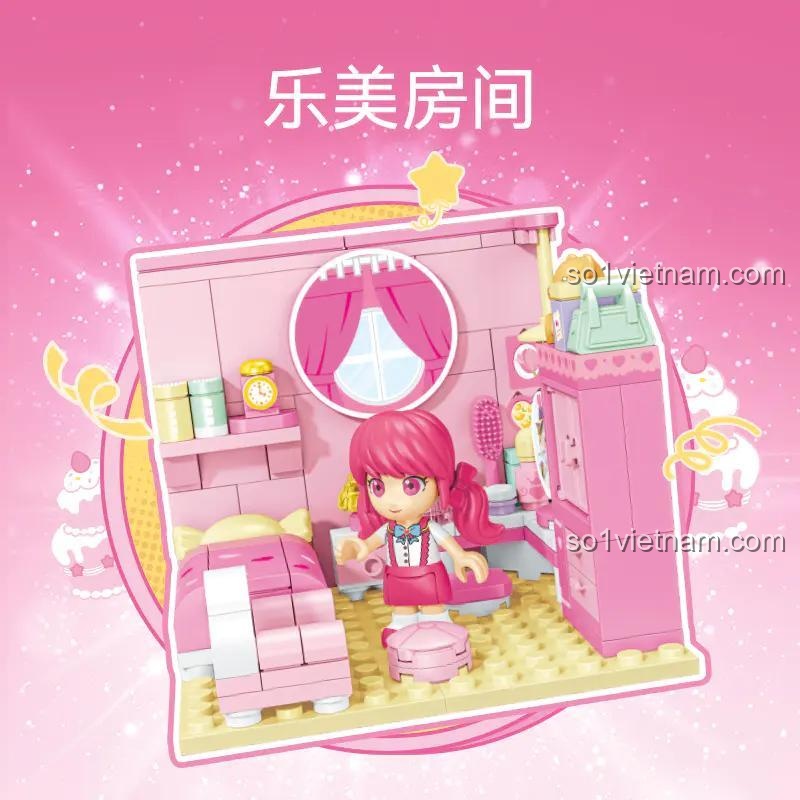 đồ chơi lắp ghép Phòng của Lạc Mỹ SEMBO 616224 với búp bê và phòng ngủ mơ ước cho bé gái
