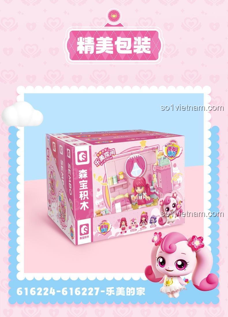 Phòng khách của Lạc Mỹ 616227, đồ chơi mô hình Nhà của Lạc Mỹ SEMBO, chi tiết tinh xảo cho bé gái 6 tuổi