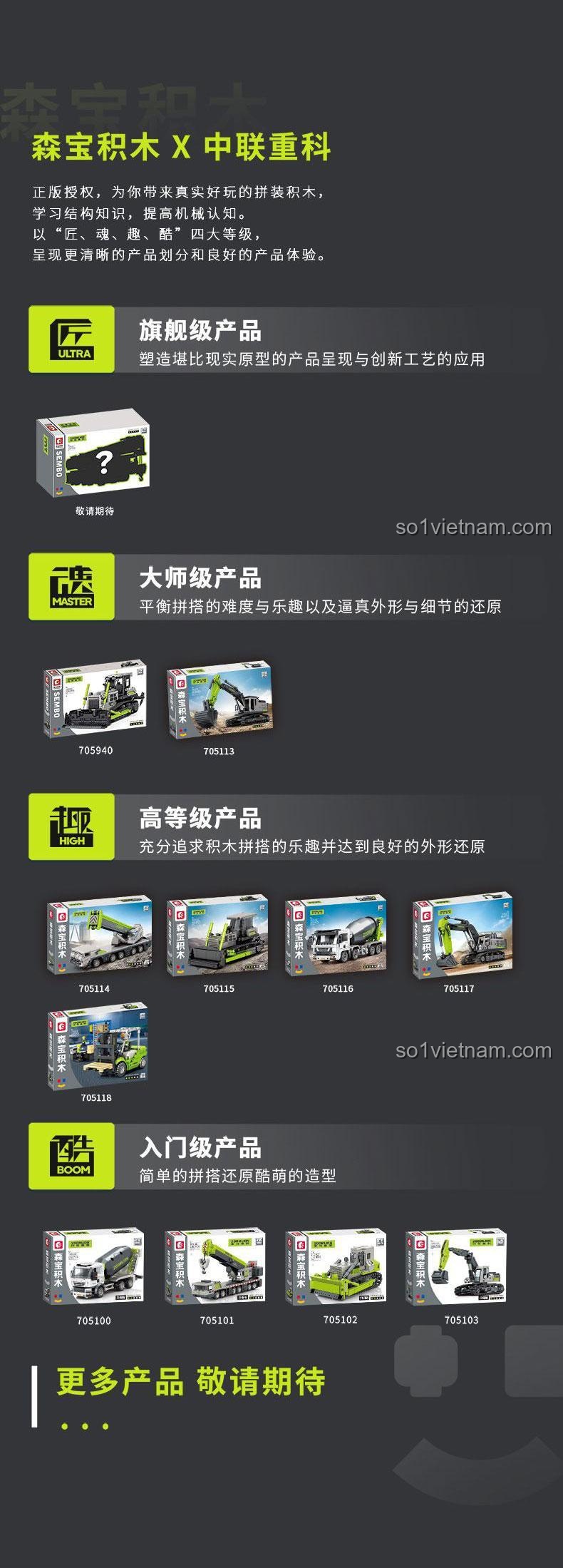 SEMBO 705115 Xe Lu Bánh Xích Zoomlion - Các dòng xe công trình SEMBO, đồ chơi giáo dục STEM cho bé trai 6 tuổi