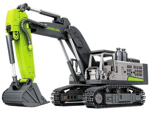 SEMBO 705117 Máy xúc Zoomlion bộ đồ chơi mô hình cho bé trai 6 tuổi, 664 chi tiết, màu xanh lá xám trắng đen, khớp nối linh hoạt, mô phỏng chân thực