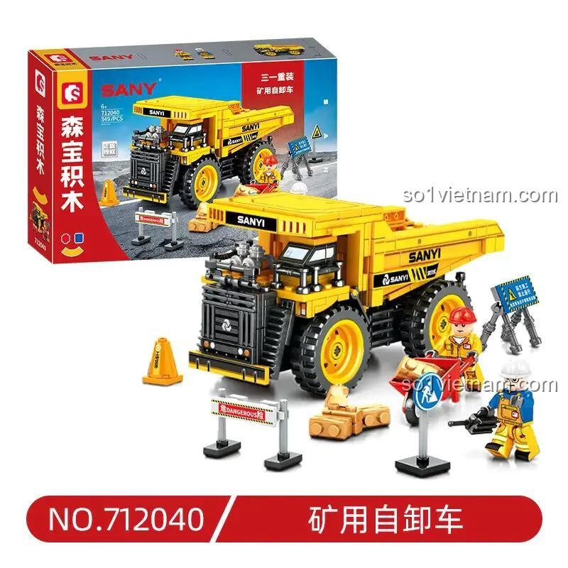Hộp bộ lắp ghép Xe Mỏ Sany 712040, đồ chơi xây dựng chất lượng tốt cho bé trai 6 tuổi, giá tiết kiệm